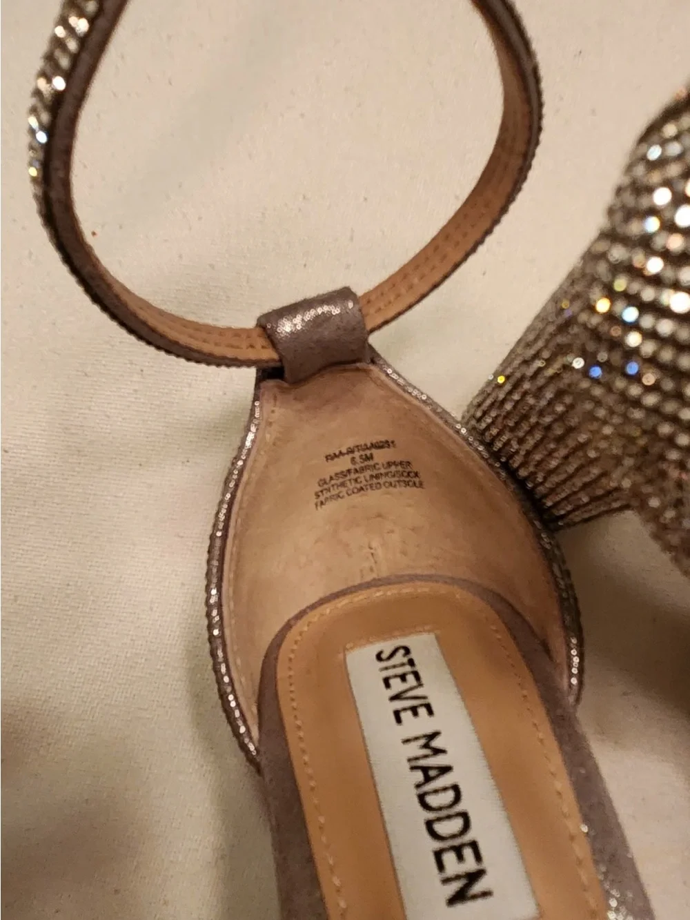 Steve Madden Silver Crystal Block Heel Sandals